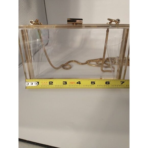 Transparent Acrylic Clutch Purse With Gold Chain Strap & Clasp - Picture 6 of 11